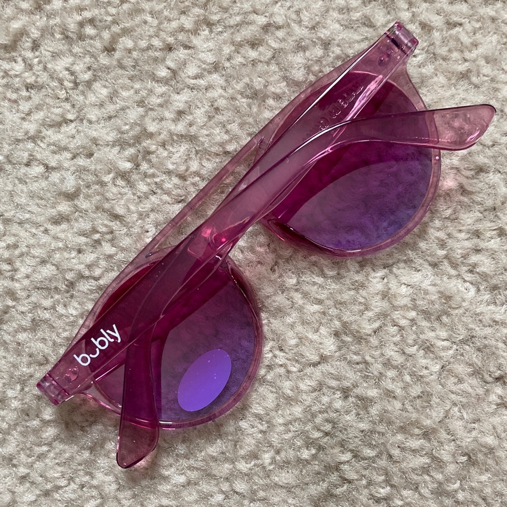 💝Valentine's Day Purple Pink Ombre Sunglasses Translucent Plastic - Picture 4 of 7